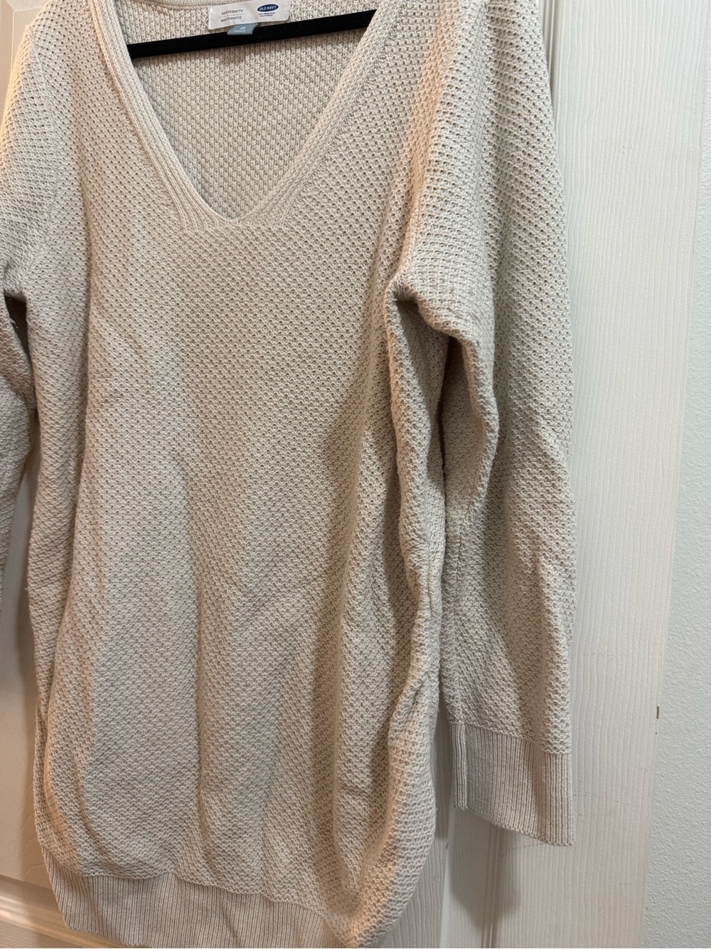 Cream V-Neck Maternity Sweater